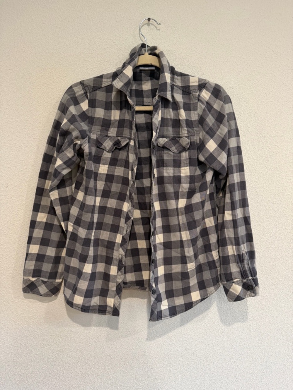 Columbia Black and White Plaid Button-Down Shirt